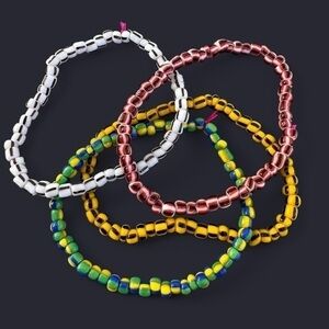 Striped Seed Bead Bracelet Stack - 4pcs